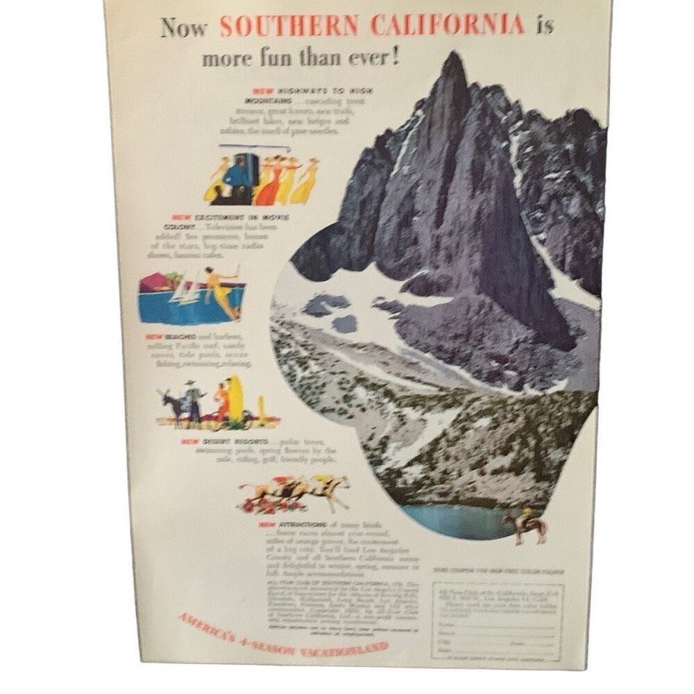 Vintage 1951 Southern California More Fun Than Ever Ad Advertisement